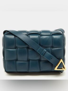 Bottega Veneta Padded Cassette Bag Petrol Blue Maxi Intrecciato Crossbody
